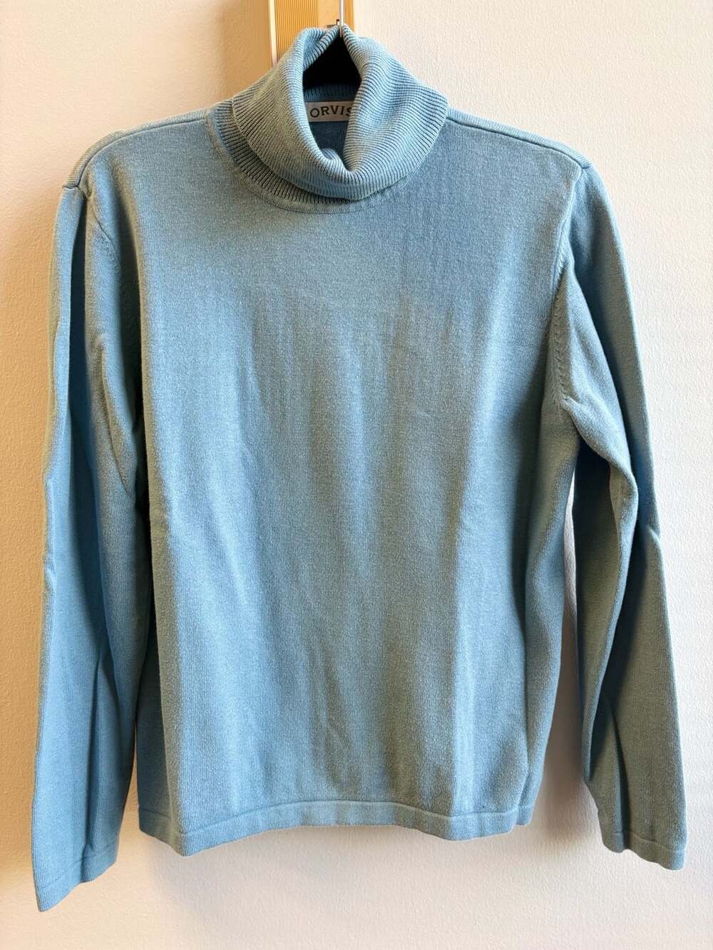 Orvis Turtleneck Sweater Size M Blue Cotton Cashmere